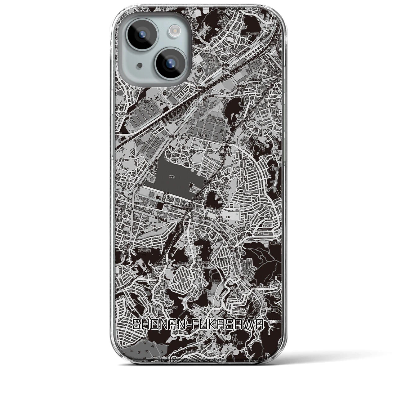 【湘南深沢(神奈川県)】地図柄iPhoneケース(クリアタイプ)