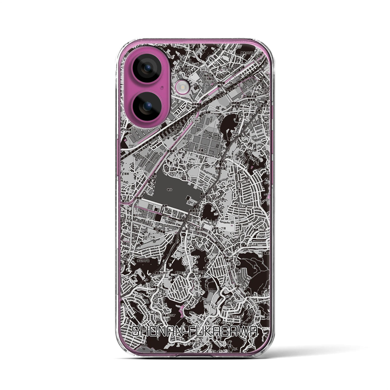 【湘南深沢(神奈川県)】地図柄iPhoneケース(クリアタイプ)