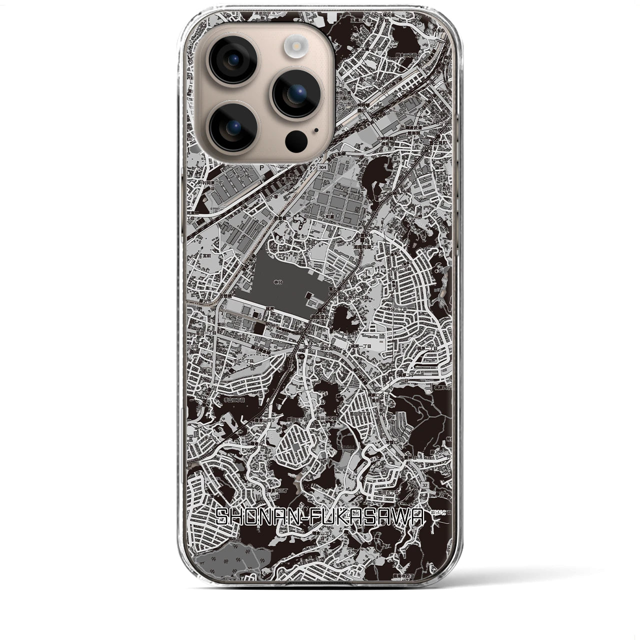 【湘南深沢(神奈川県)】地図柄iPhoneケース(クリアタイプ)