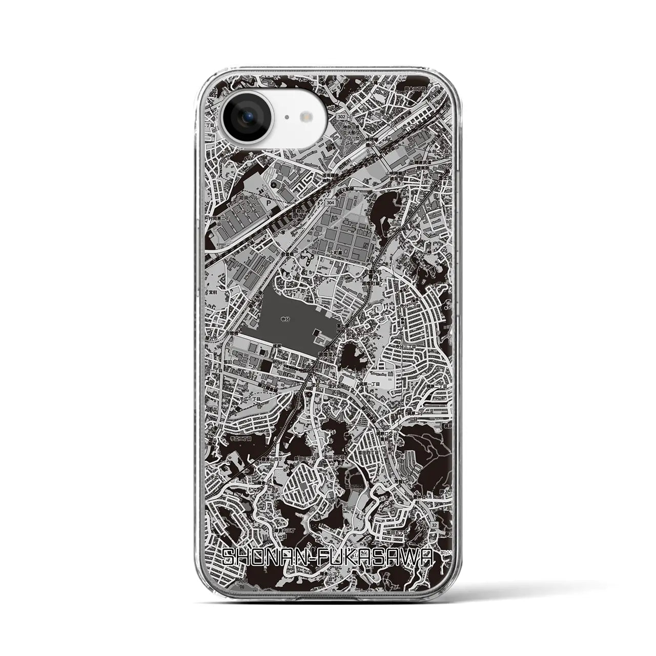 【湘南深沢(神奈川県)】地図柄iPhoneケース(クリアタイプ)