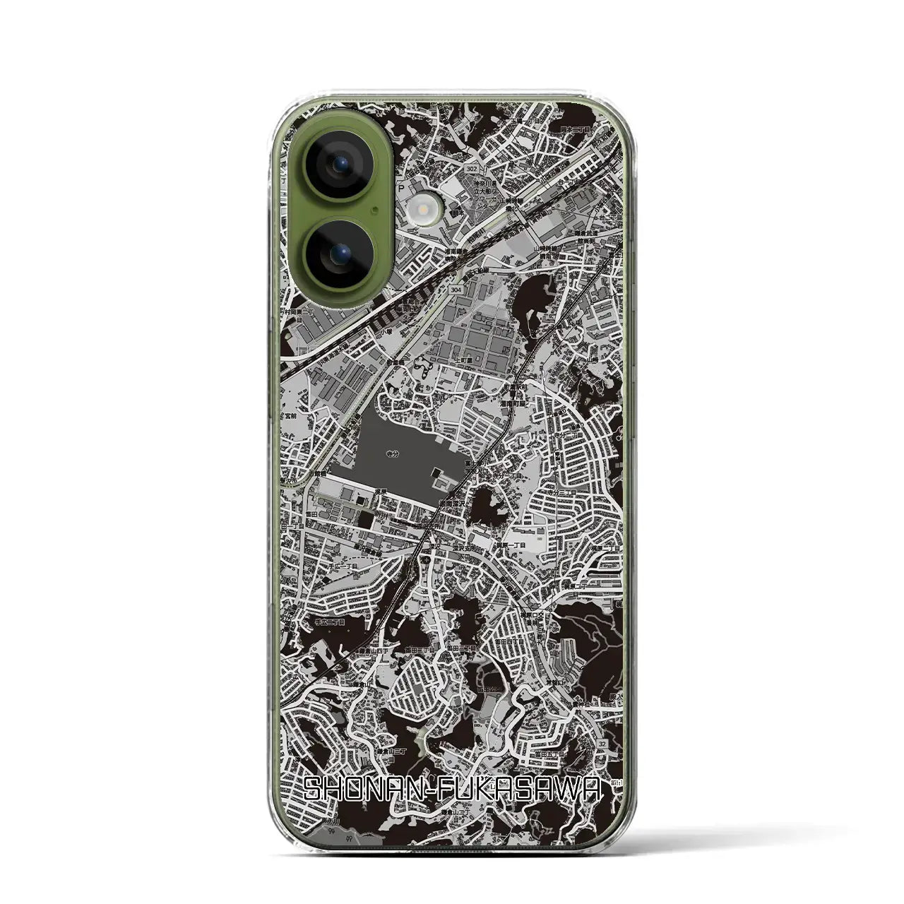 【湘南深沢(神奈川県)】地図柄iPhoneケース(クリアタイプ)モノトーン・iPhone 17 Pro Max 用