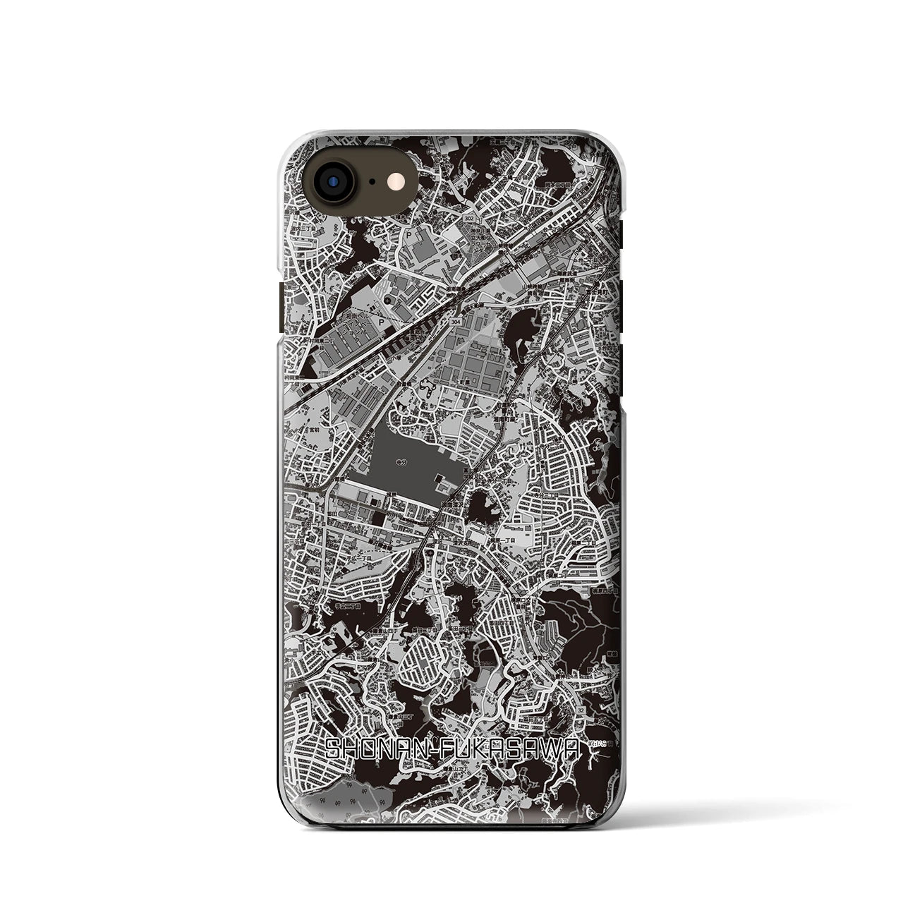 【湘南深沢(神奈川県)】地図柄iPhoneケース(クリアタイプ)