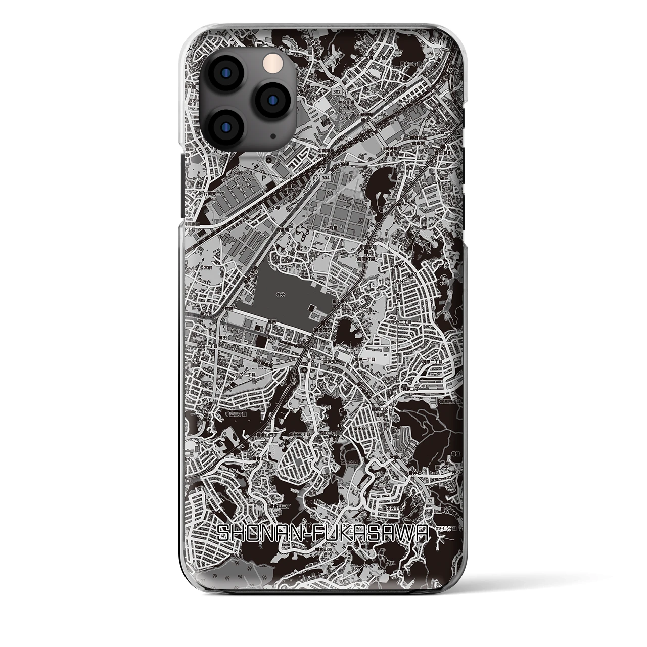 【湘南深沢(神奈川県)】地図柄iPhoneケース(クリアタイプ)