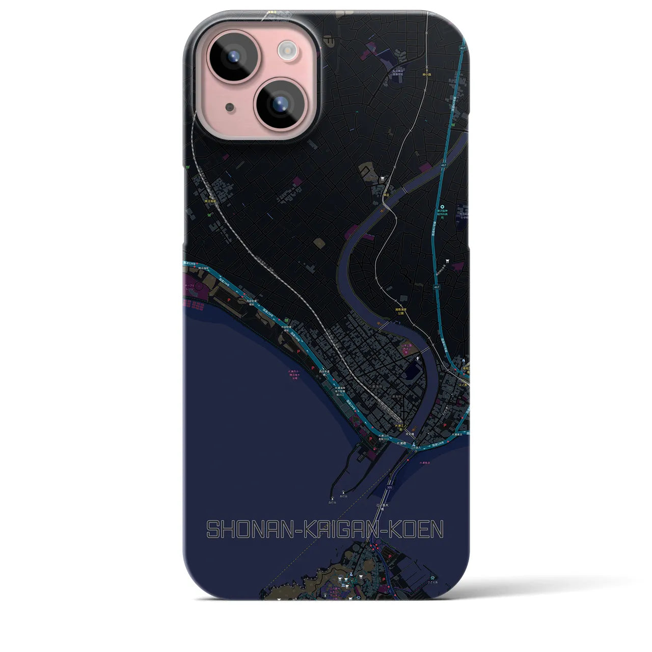 【湘南海岸公園(神奈川県)】地図柄iPhoneケース(バックカバータイプ)
