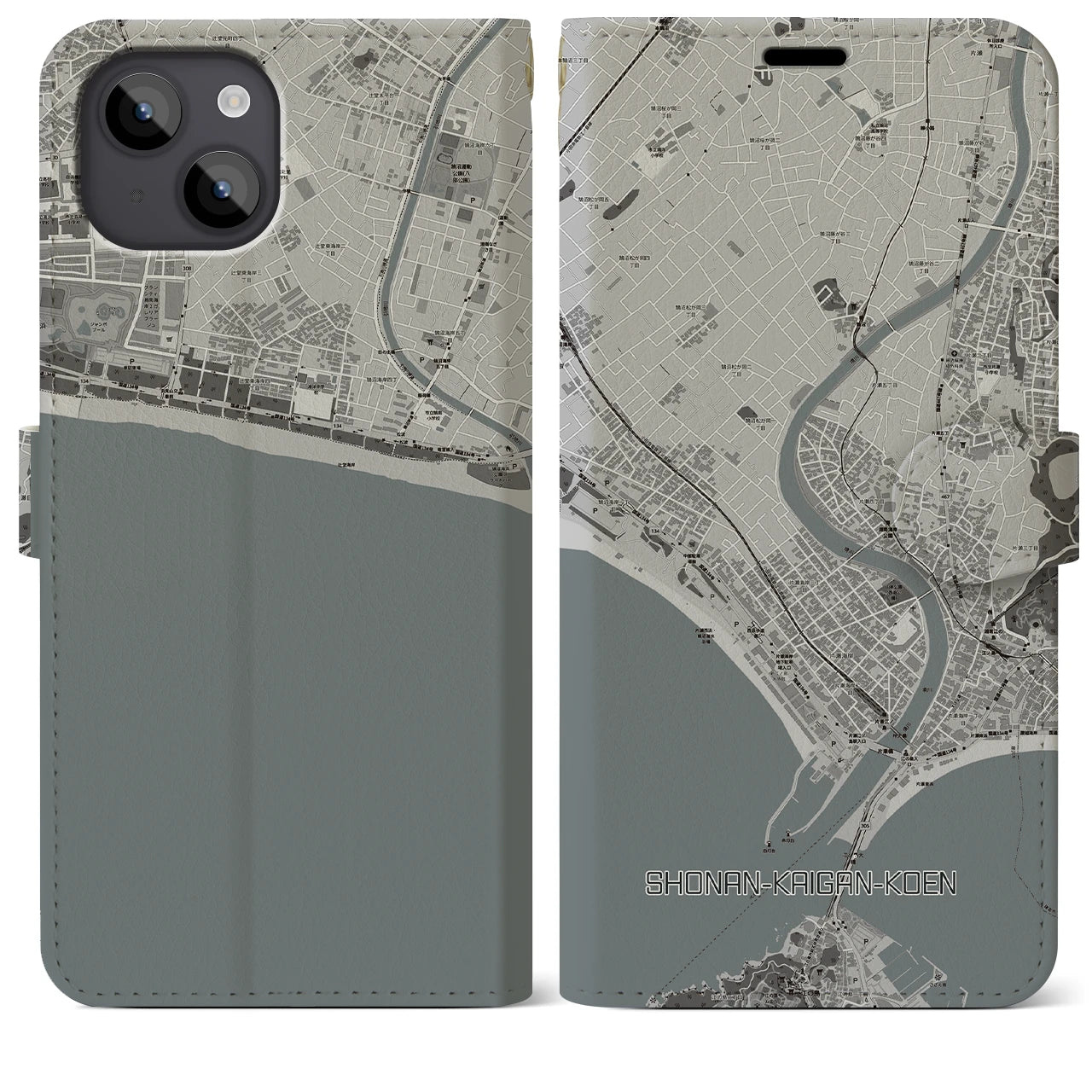 【湘南海岸公園(神奈川県)】地図柄iPhoneケース(手帳タイプ)