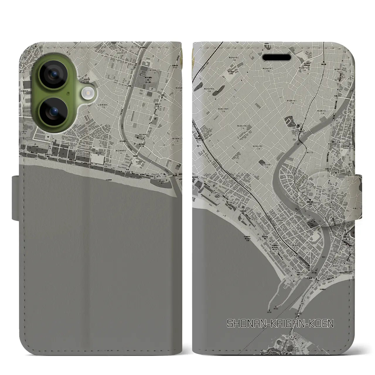 【湘南海岸公園(神奈川県)】地図柄iPhoneケース(手帳タイプ)