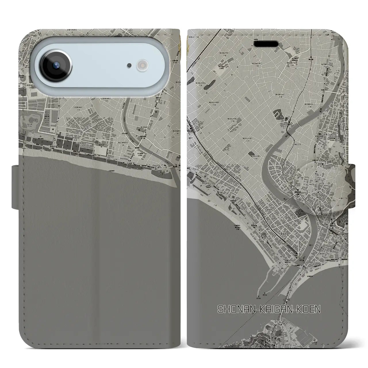 【湘南海岸公園(神奈川県)】地図柄iPhoneケース(手帳タイプ)