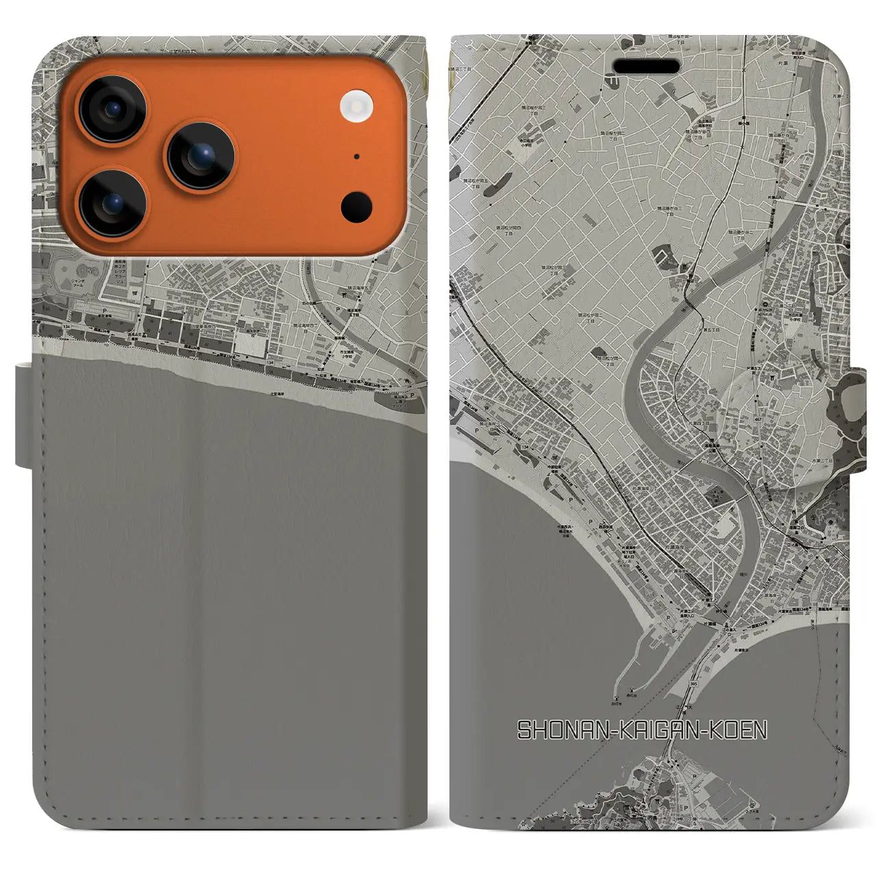 【湘南海岸公園(神奈川県)】地図柄iPhoneケース(手帳タイプ)