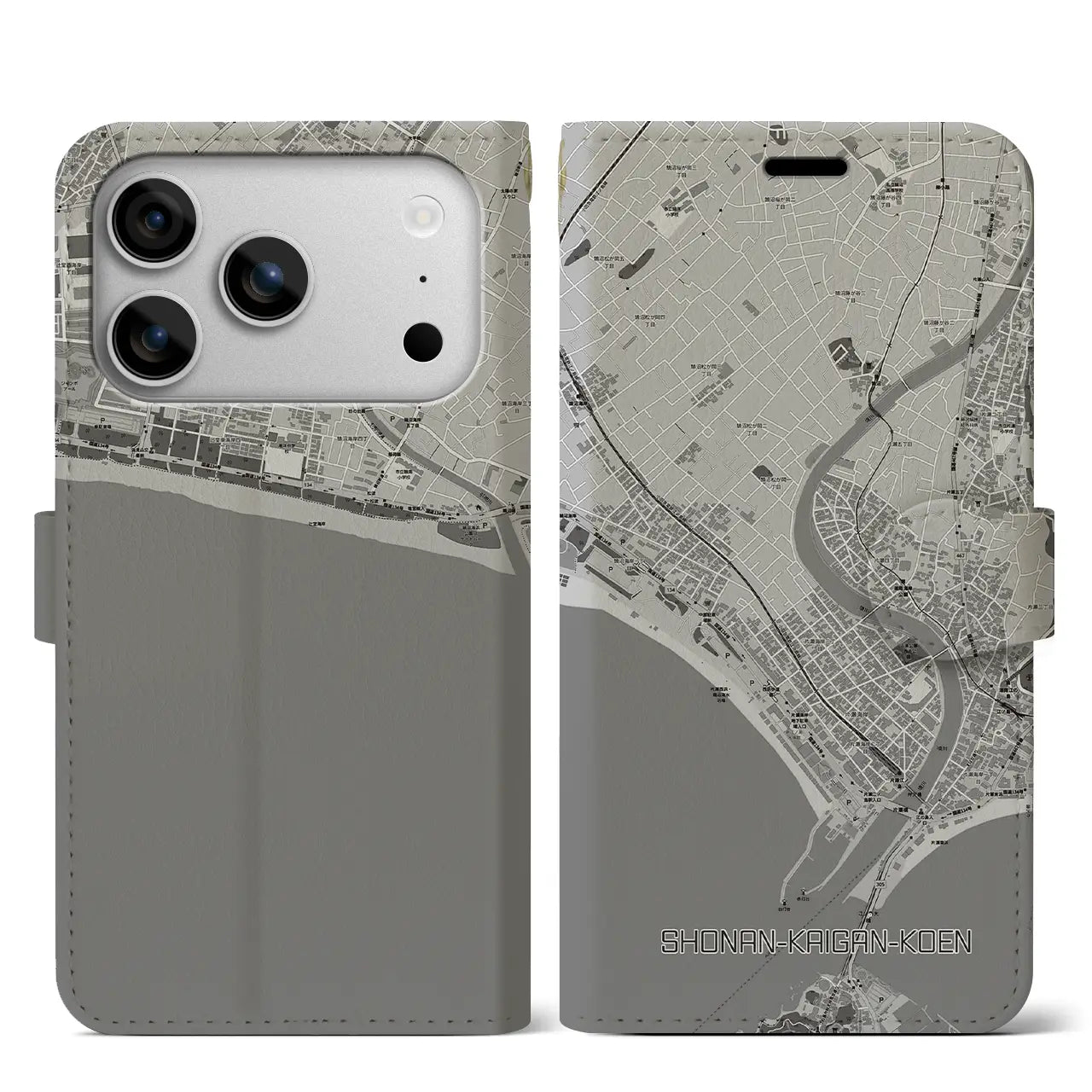 【湘南海岸公園(神奈川県)】地図柄iPhoneケース(手帳タイプ)