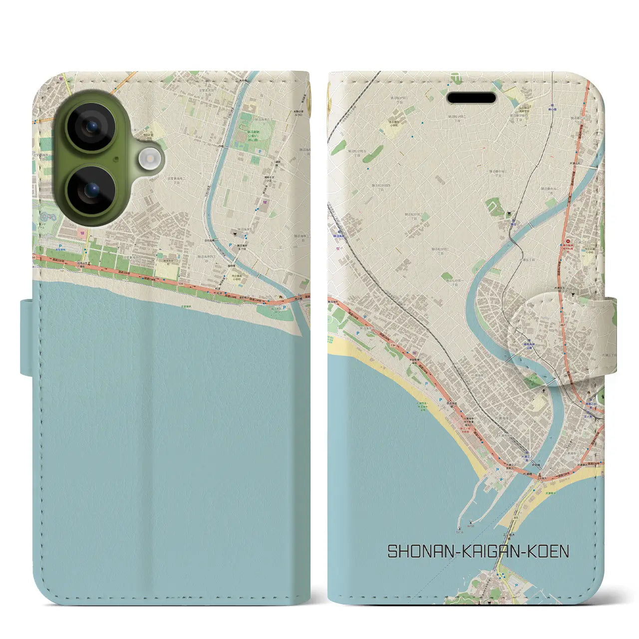 【湘南海岸公園(神奈川県)】地図柄iPhoneケース(手帳タイプ)