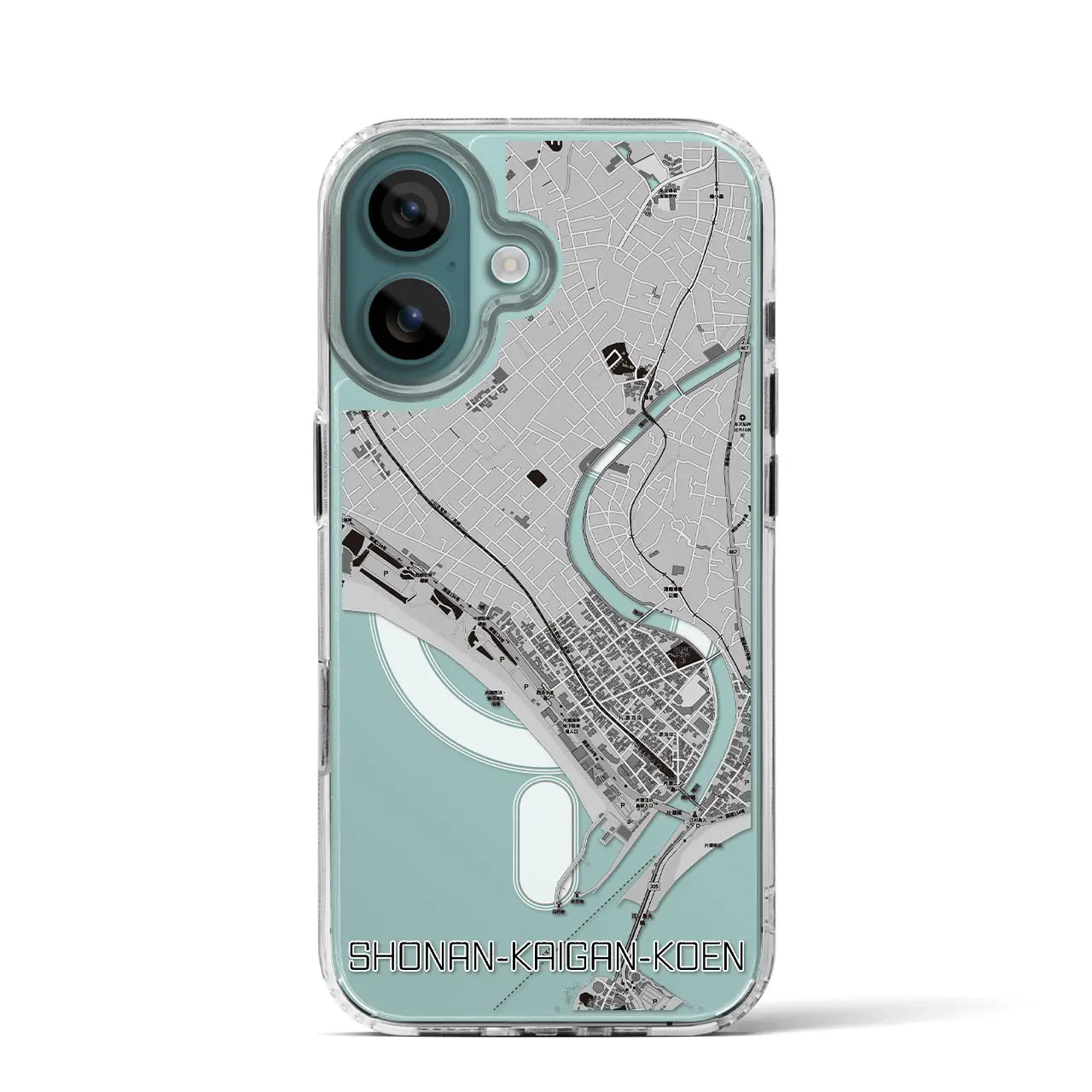 【湘南海岸公園(神奈川県)】地図柄iPhoneケース(MagSafeタイプ)モノトーン・iPhone 16 Pro 用
