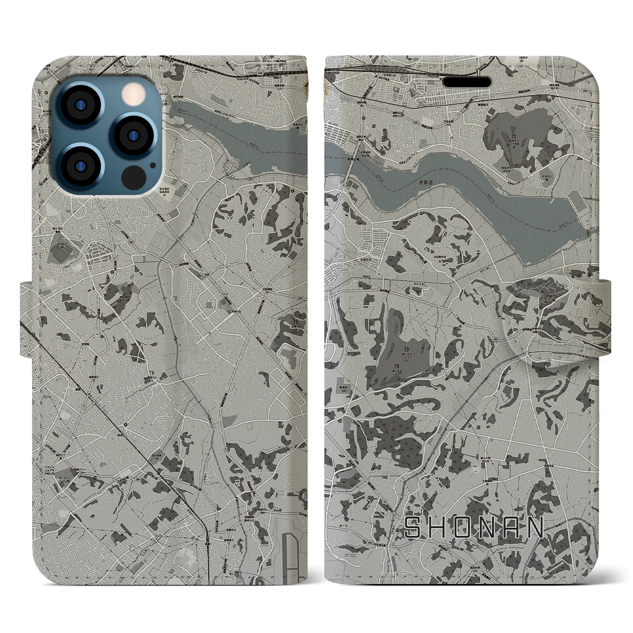 【沼南(千葉県)】地図柄iPhoneケース(手帳タイプ)