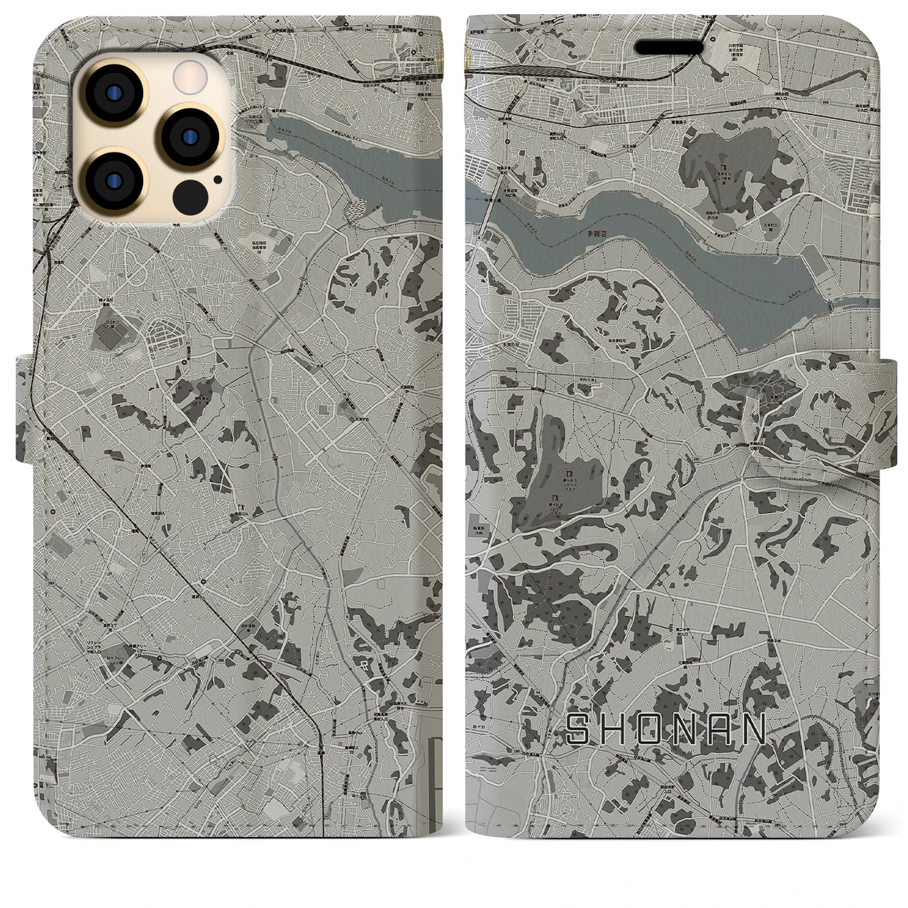 【沼南(千葉県)】地図柄iPhoneケース(手帳タイプ)