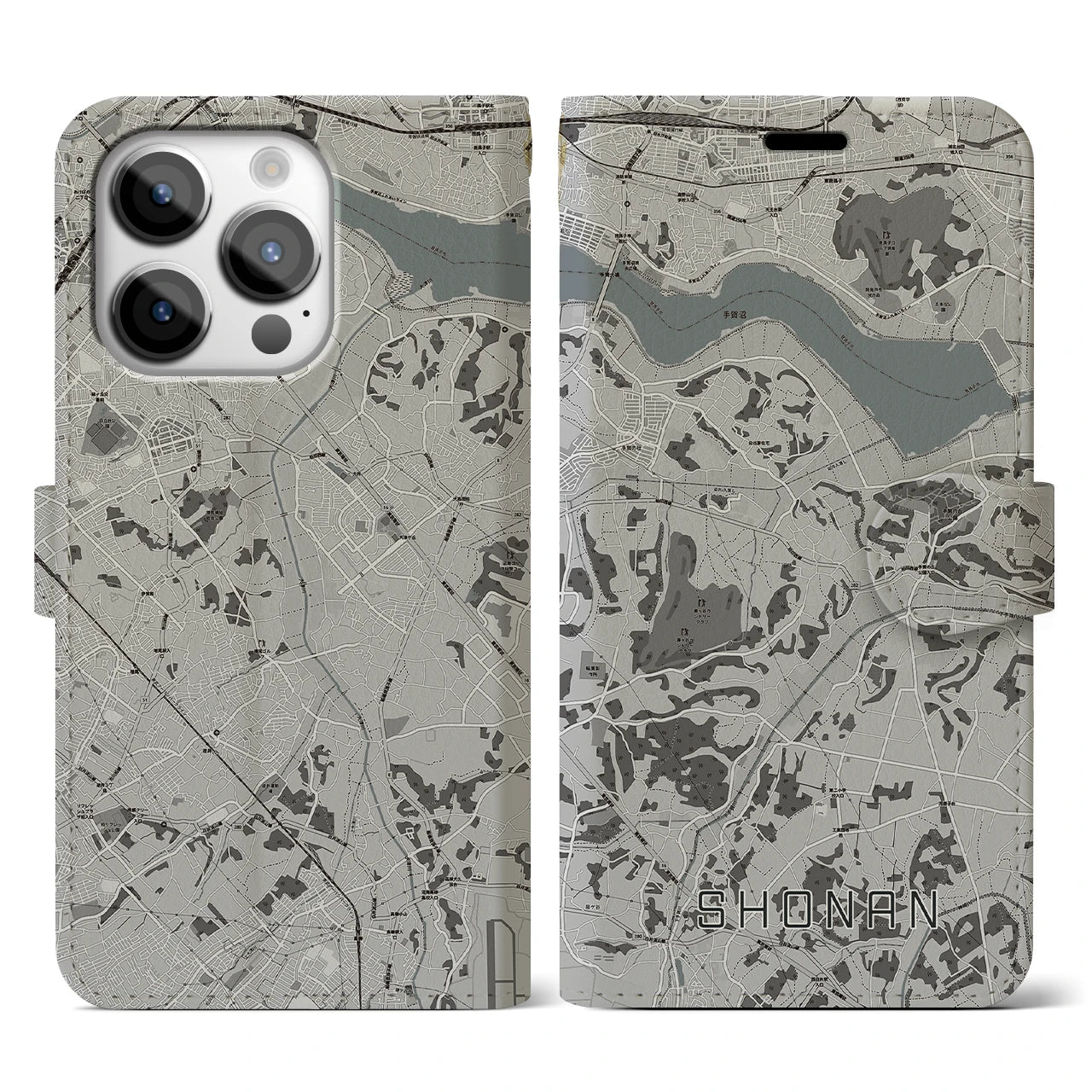 【沼南(千葉県)】地図柄iPhoneケース(手帳タイプ)