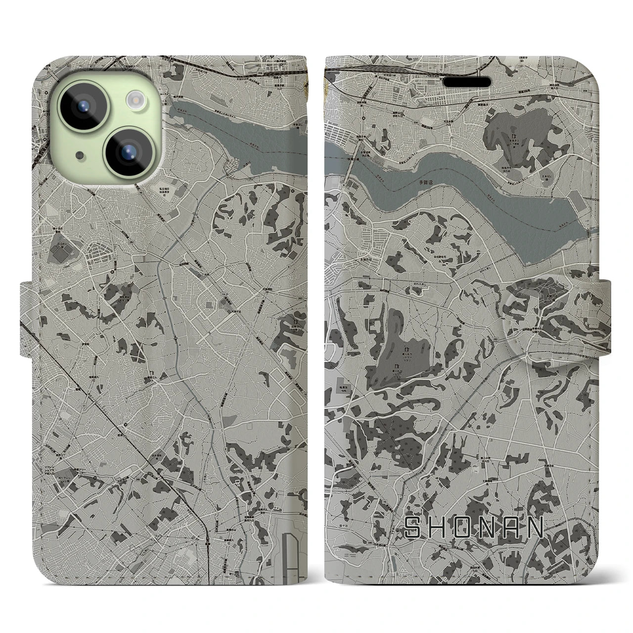 【沼南(千葉県)】地図柄iPhoneケース(手帳タイプ)