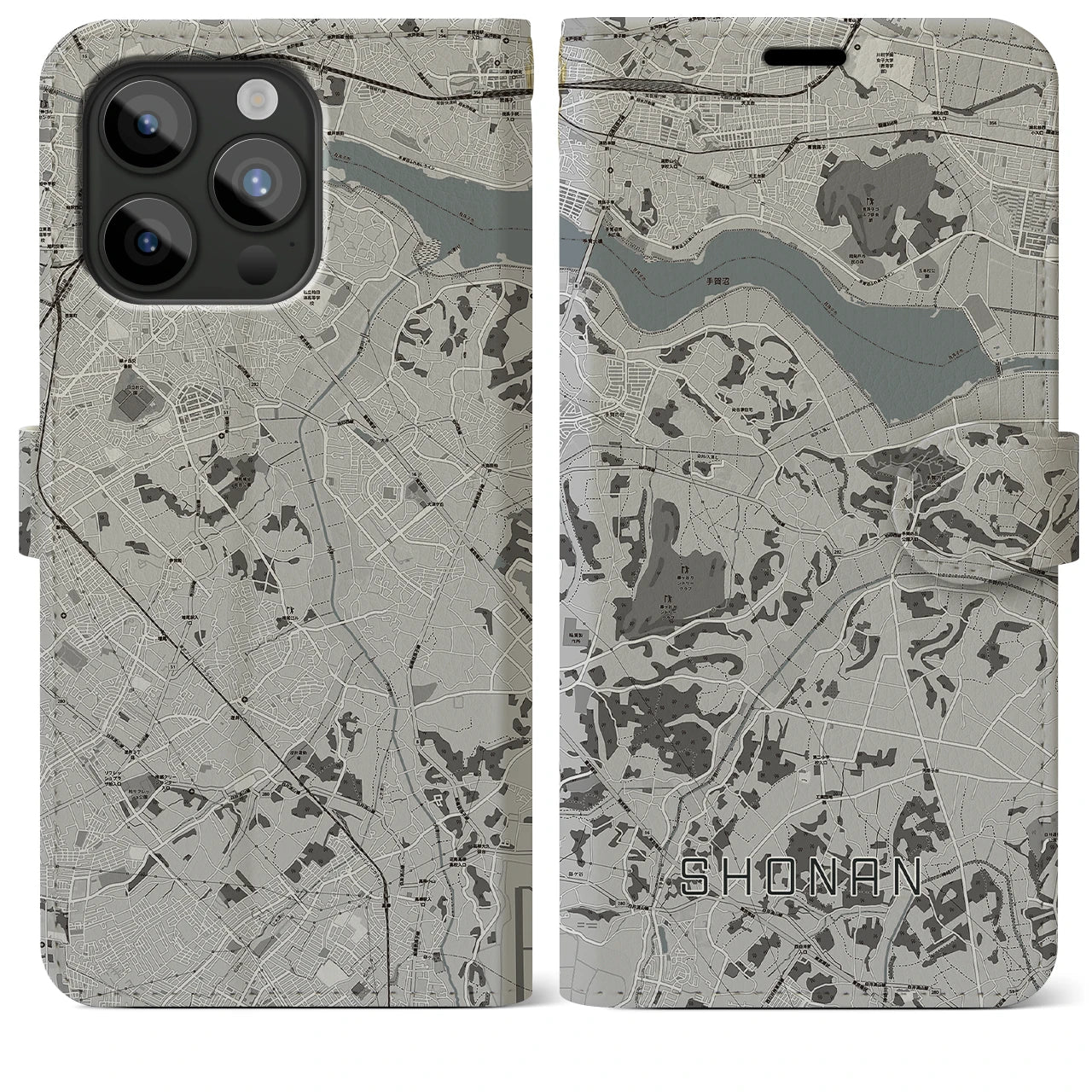 【沼南(千葉県)】地図柄iPhoneケース(手帳タイプ)