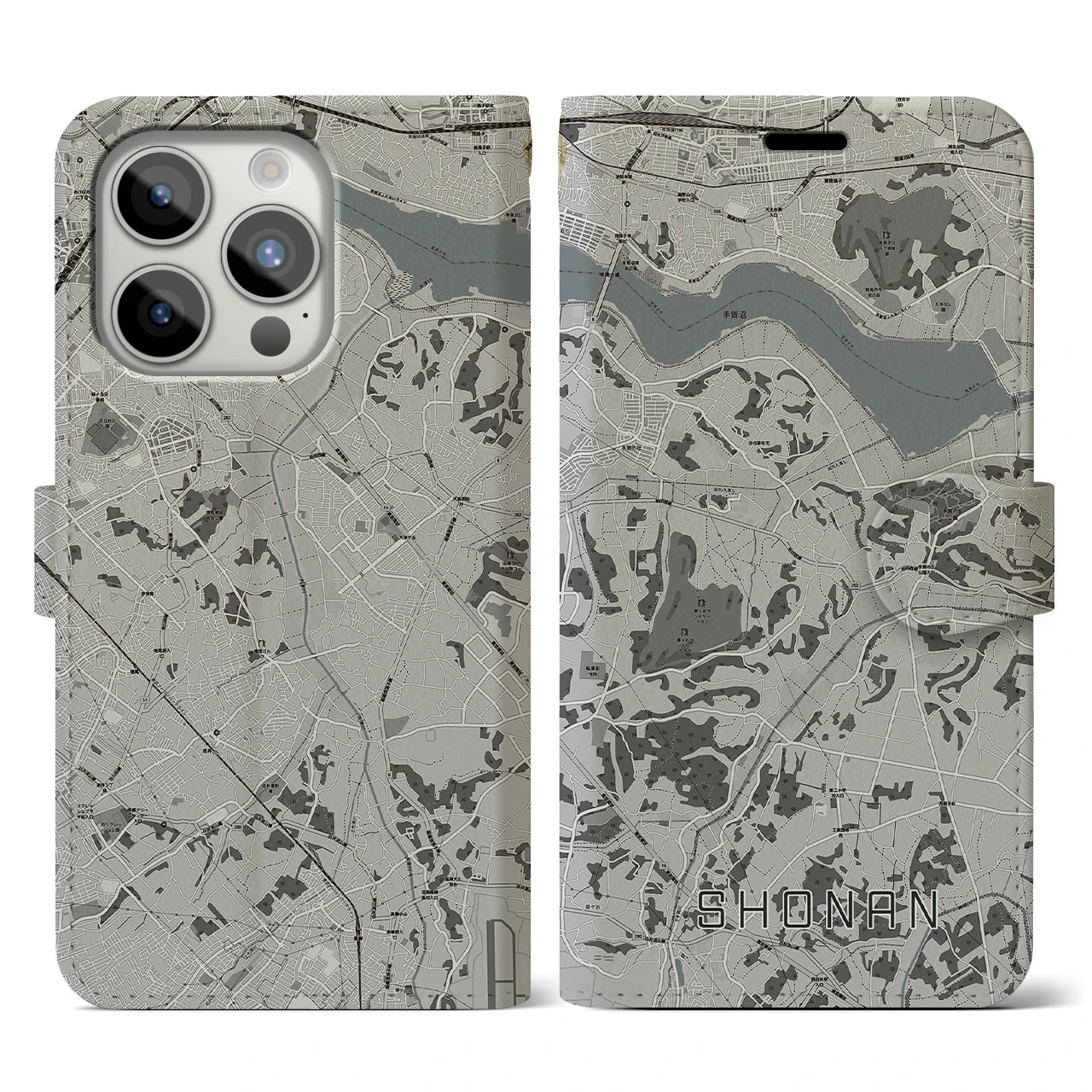 【沼南(千葉県)】地図柄iPhoneケース(手帳タイプ)