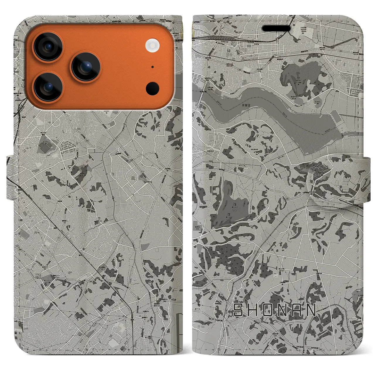 【沼南(千葉県)】地図柄iPhoneケース(手帳タイプ)