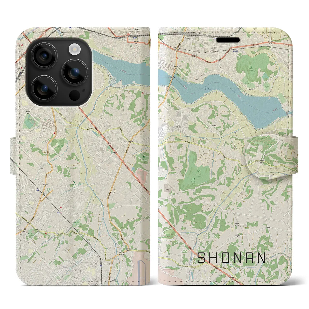 【沼南(千葉県)】地図柄iPhoneケース(手帳タイプ)