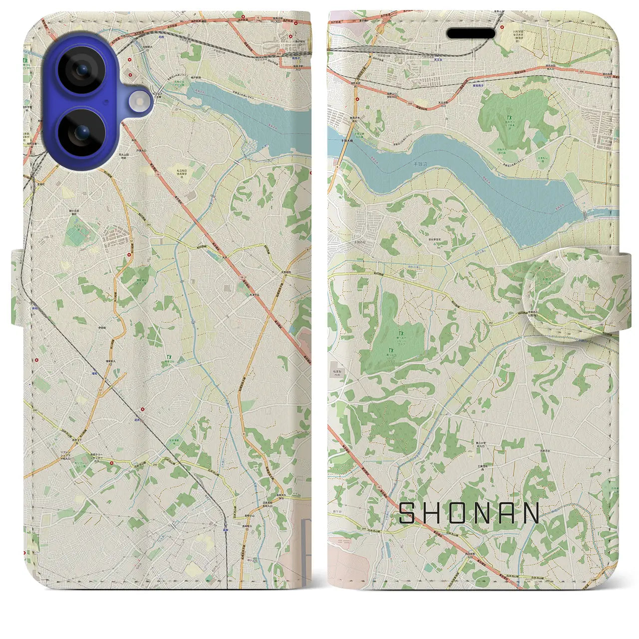 【沼南(千葉県)】地図柄iPhoneケース(手帳タイプ)ナチュラル・iPhone 16 Pro Max 用