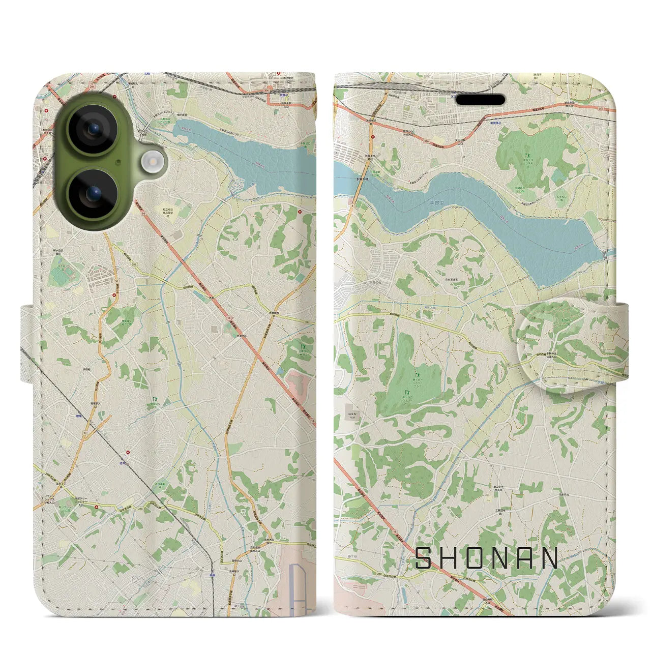 【沼南(千葉県)】地図柄iPhoneケース(手帳タイプ)ナチュラル・iPhone 17 Pro Max 用