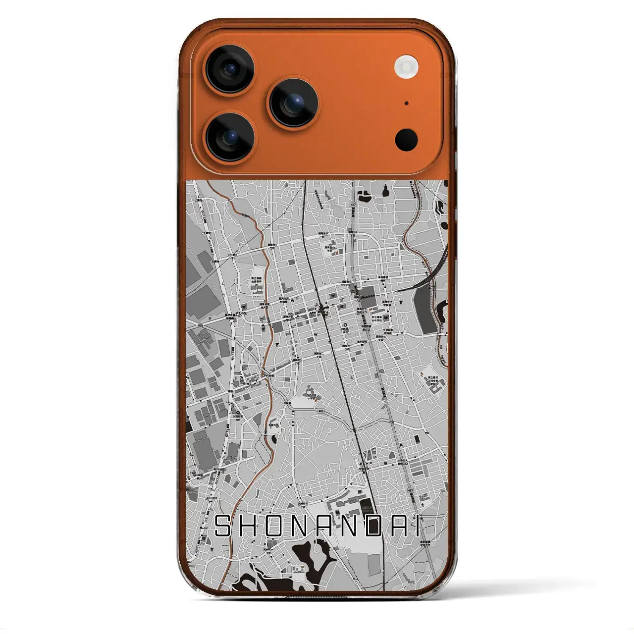 【湘南台(神奈川県)】地図柄iPhoneケース(クリアタイプ)モノトーン・iPhone 17 Pro Max 用