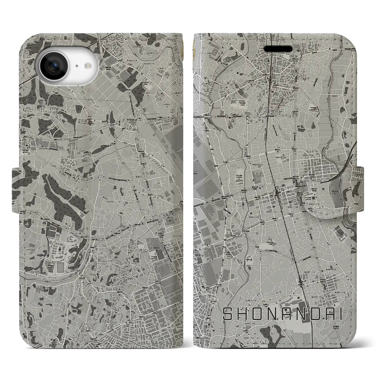 【湘南台(神奈川県)】地図柄iPhoneケース(手帳タイプ)