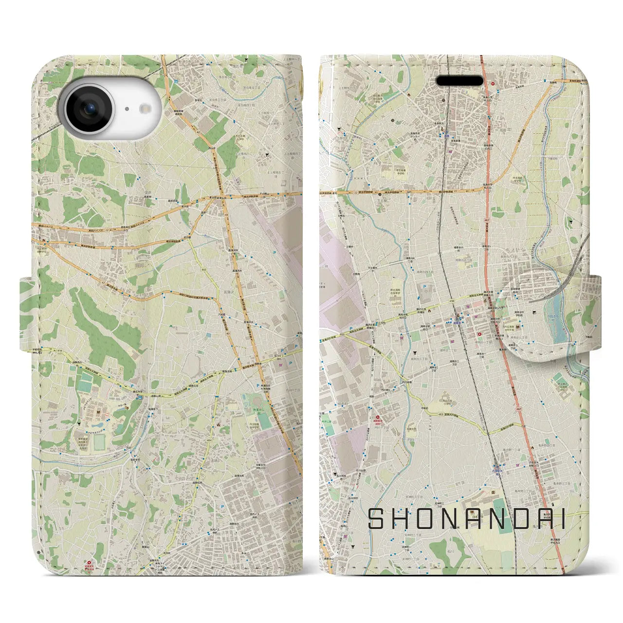 【湘南台(神奈川県)】地図柄iPhoneケース(手帳タイプ)