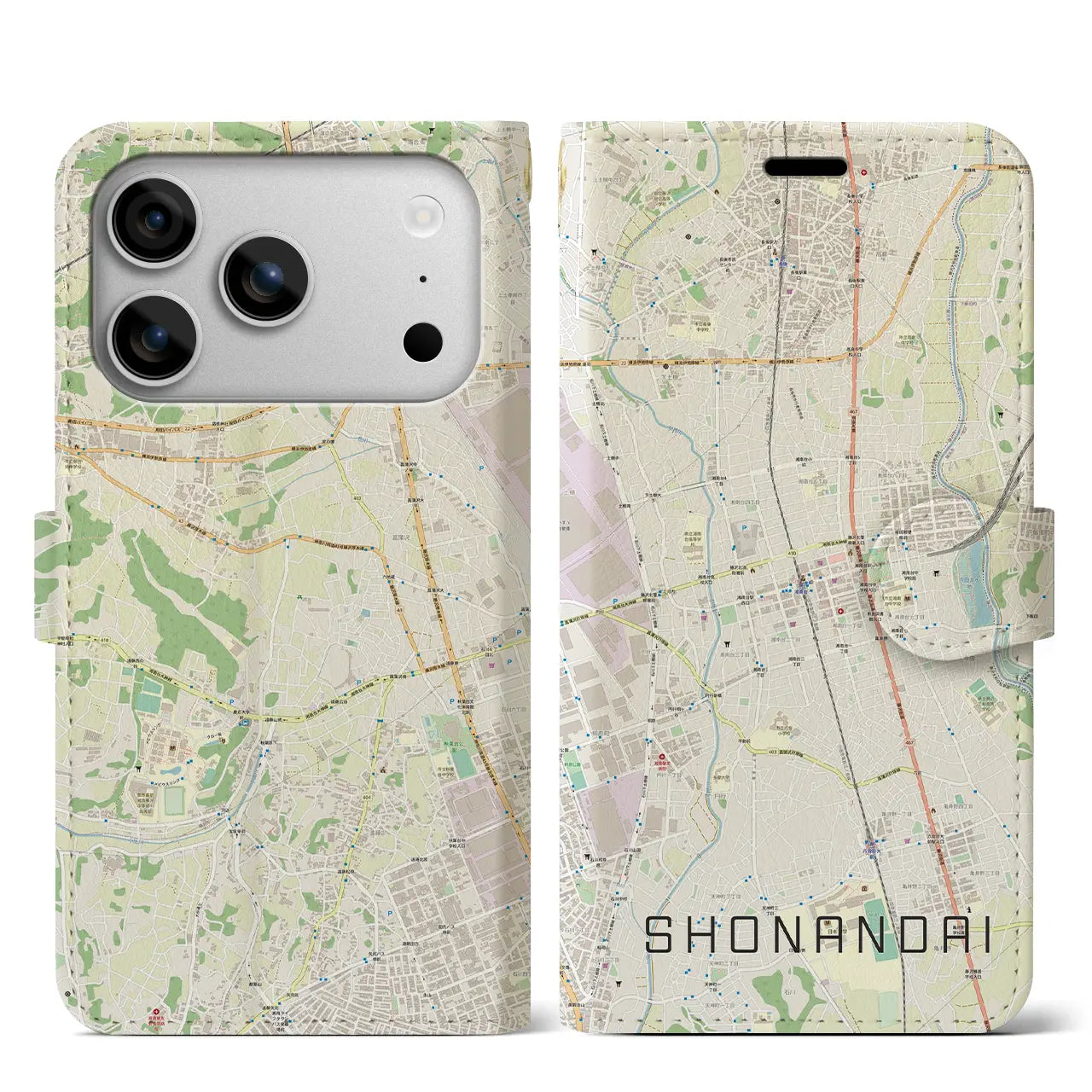 【湘南台(神奈川県)】地図柄iPhoneケース(手帳タイプ)