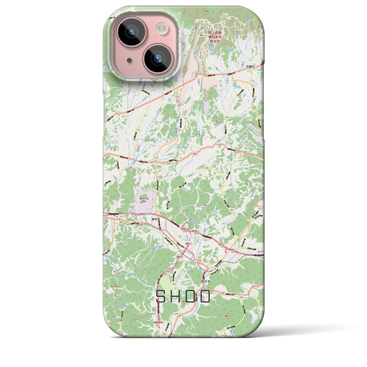 【勝央(岡山県)】地図柄iPhoneケース(バックカバータイプ)