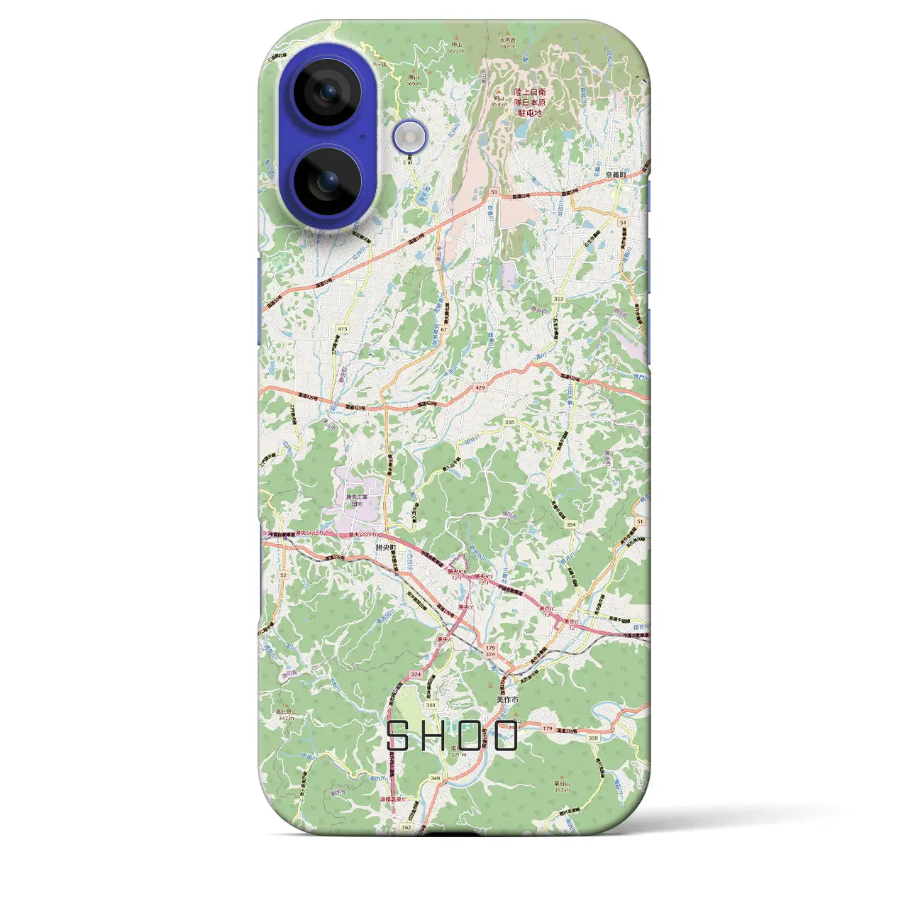 【勝央(岡山県)】地図柄iPhoneケース(バックカバータイプ)ブラック・iPhone 16 Pro Max 用