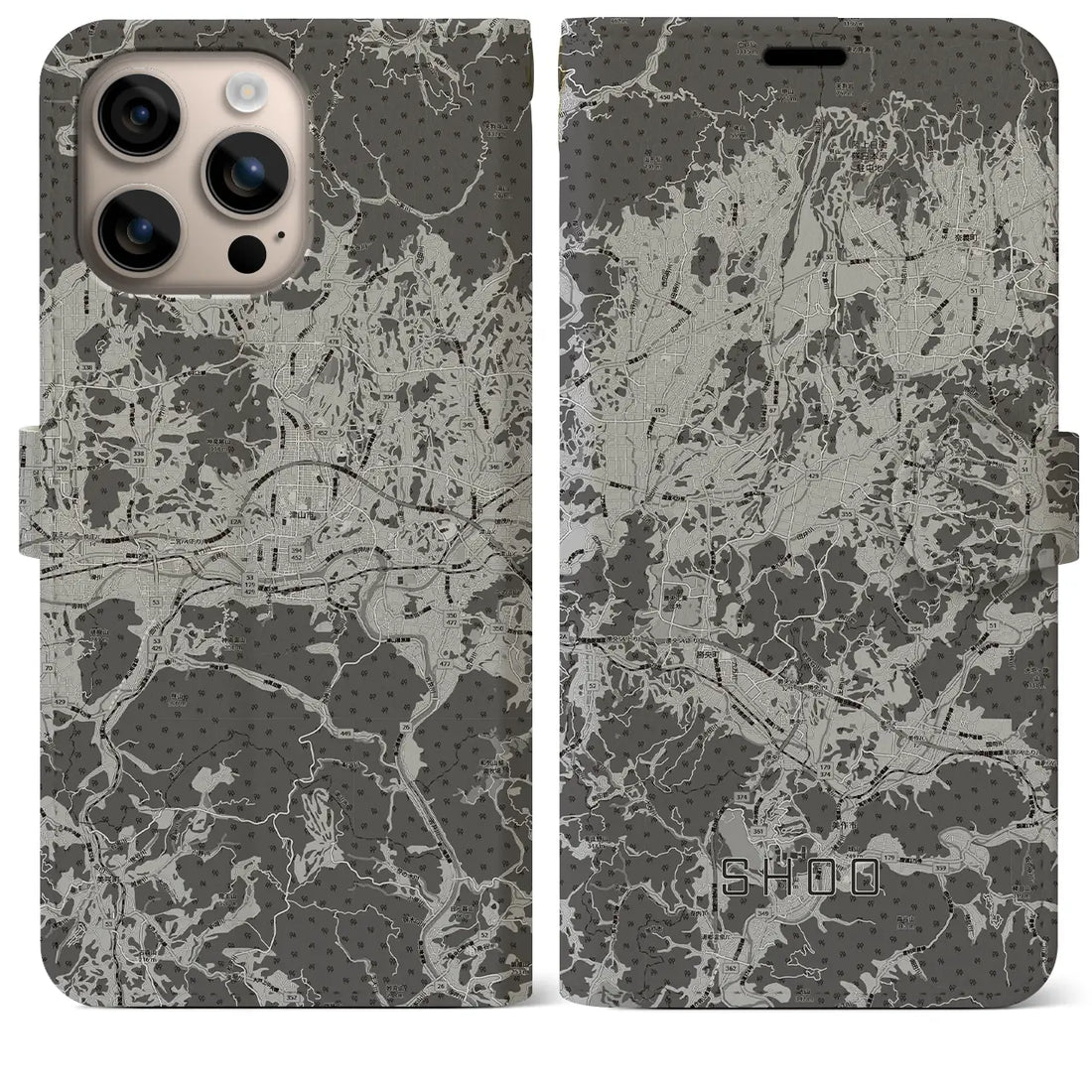 【勝央(岡山県)】地図柄iPhoneケース(手帳タイプ)