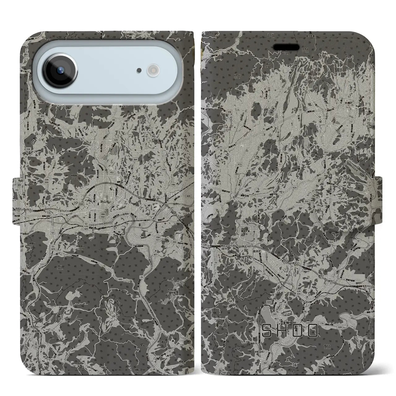 【勝央(岡山県)】地図柄iPhoneケース(手帳タイプ)