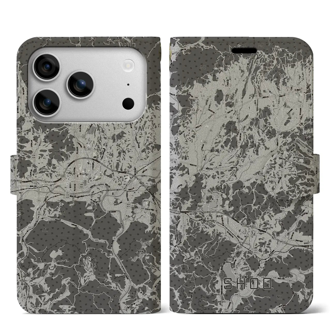 【勝央(岡山県)】地図柄iPhoneケース(手帳タイプ)