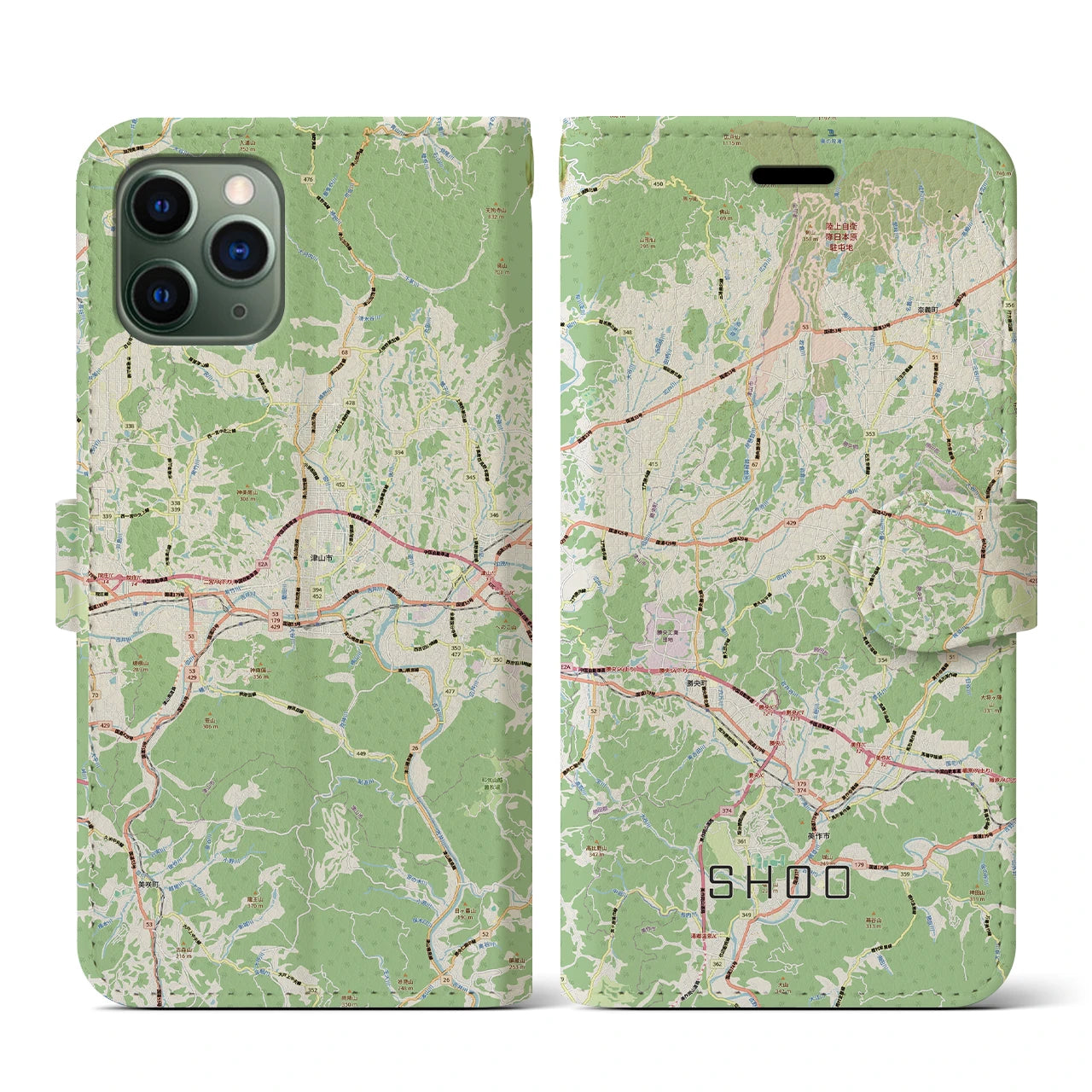 【勝央(岡山県)】地図柄iPhoneケース(手帳タイプ)