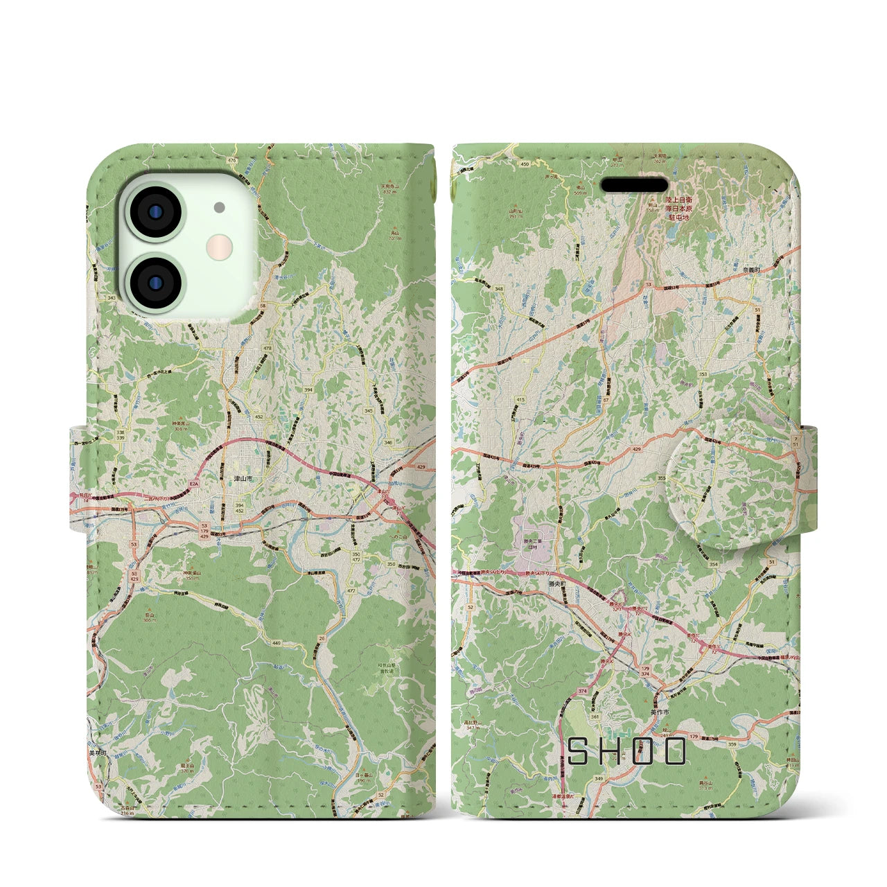【勝央(岡山県)】地図柄iPhoneケース(手帳タイプ)