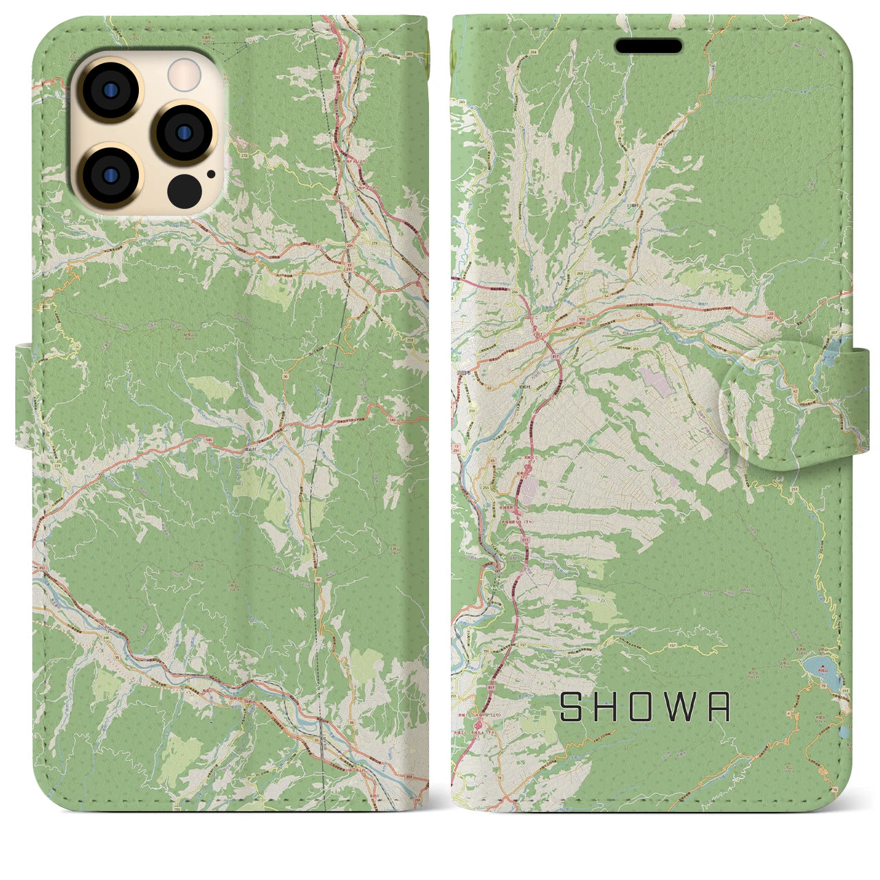 【昭和(群馬県)】地図柄iPhoneケース(手帳タイプ)ナチュラル・iPhone 12 Pro Max 用