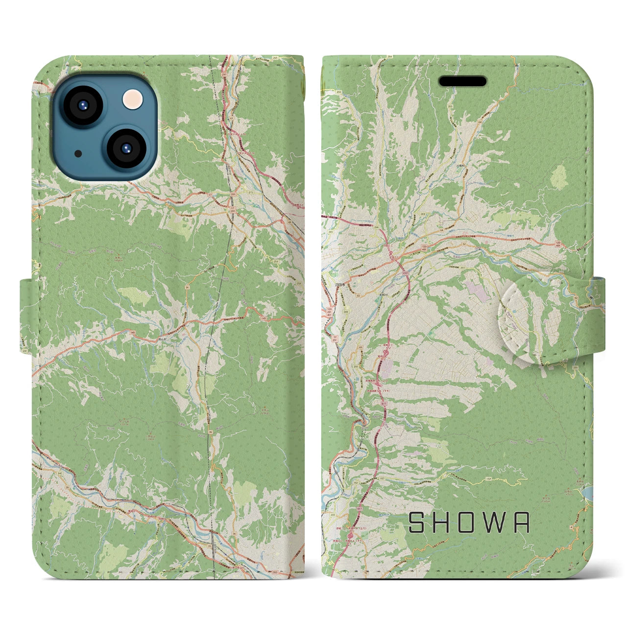 【昭和(群馬県)】地図柄iPhoneケース(手帳タイプ)ナチュラル・iPhone 13 用