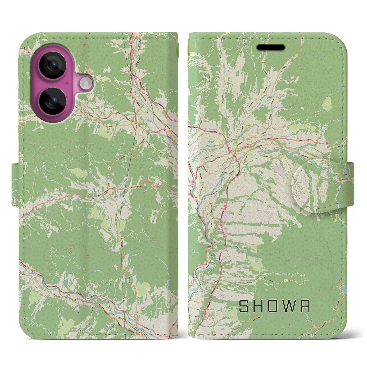 【昭和(群馬県)】地図柄iPhoneケース(手帳タイプ)ナチュラル・iPhone 16 Pro 用