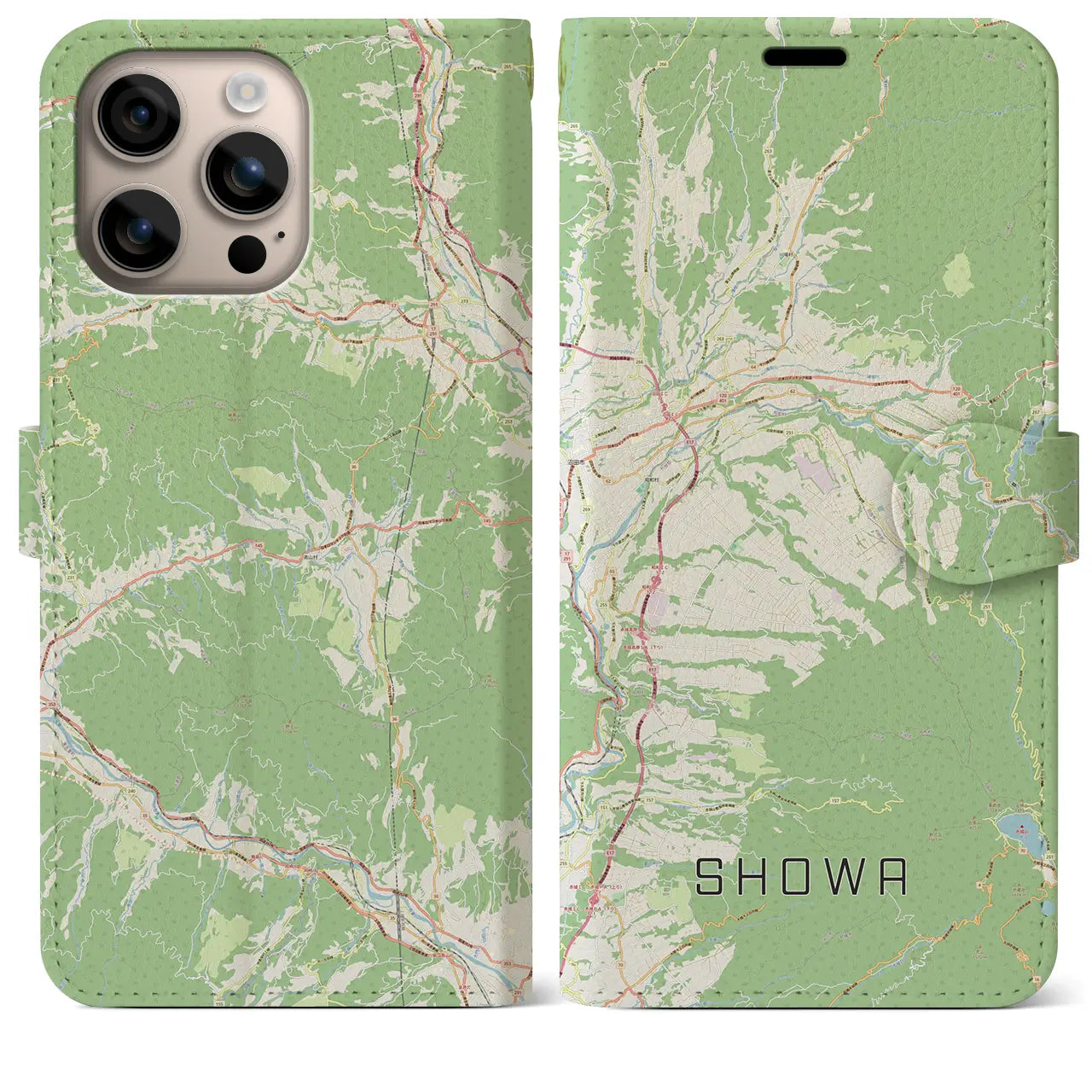 【昭和(群馬県)】地図柄iPhoneケース(手帳タイプ)ナチュラル・iPhone 16 Plus 用