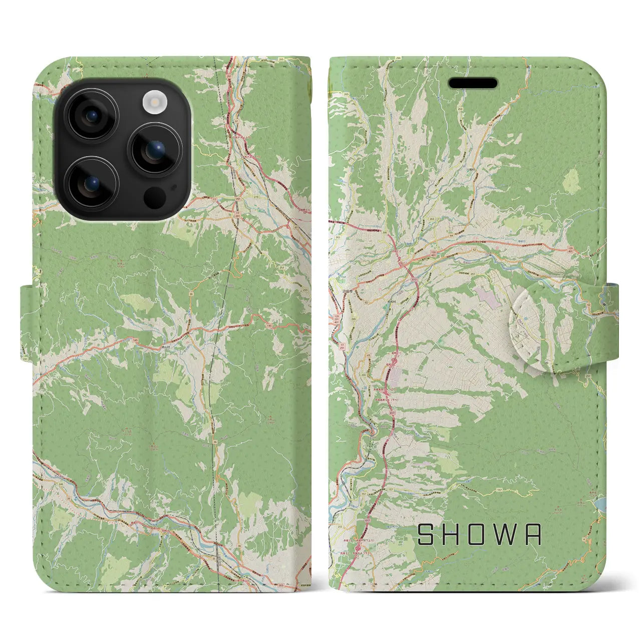 【昭和(群馬県)】地図柄iPhoneケース(手帳タイプ)ナチュラル・iPhone 16 用