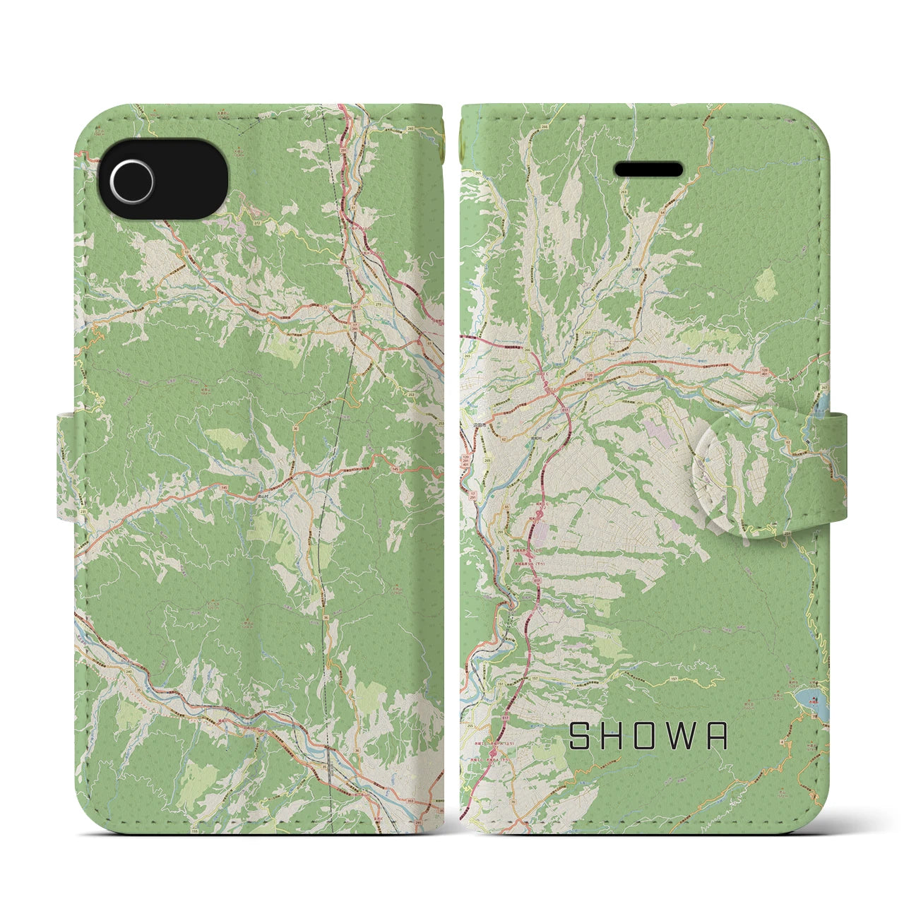 【昭和(群馬県)】地図柄iPhoneケース(手帳タイプ)ナチュラル・iPhone SE(第3 / 第2世代) / 8 / 7 / 6s / 6 用