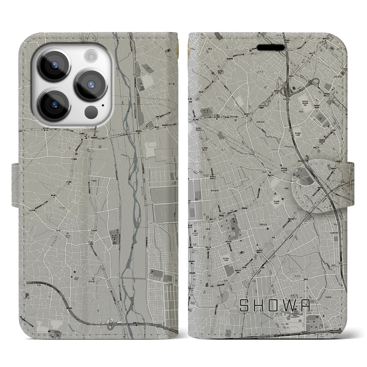 【昭和(山梨県)】地図柄iPhoneケース(手帳タイプ)
