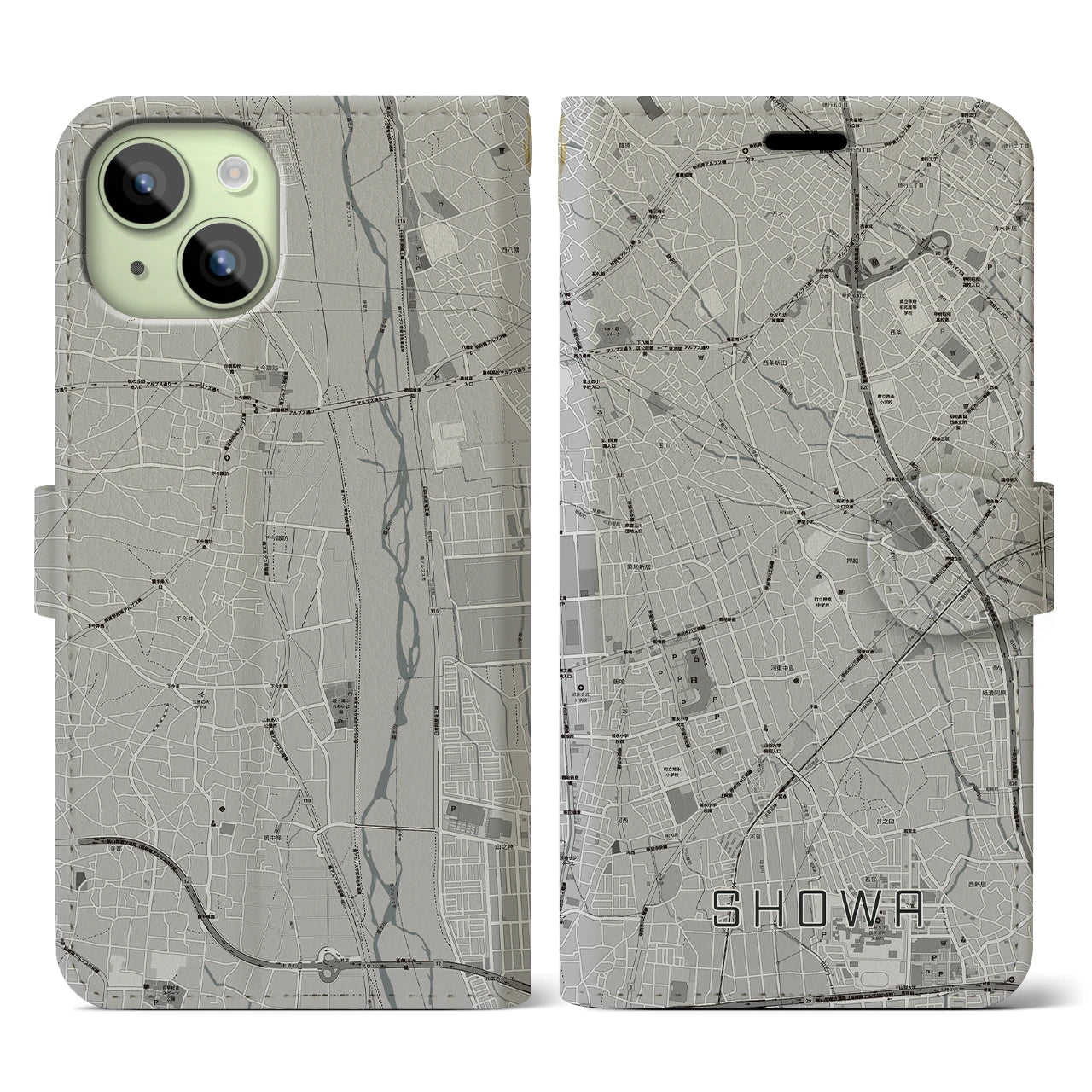 【昭和(山梨県)】地図柄iPhoneケース(手帳タイプ)