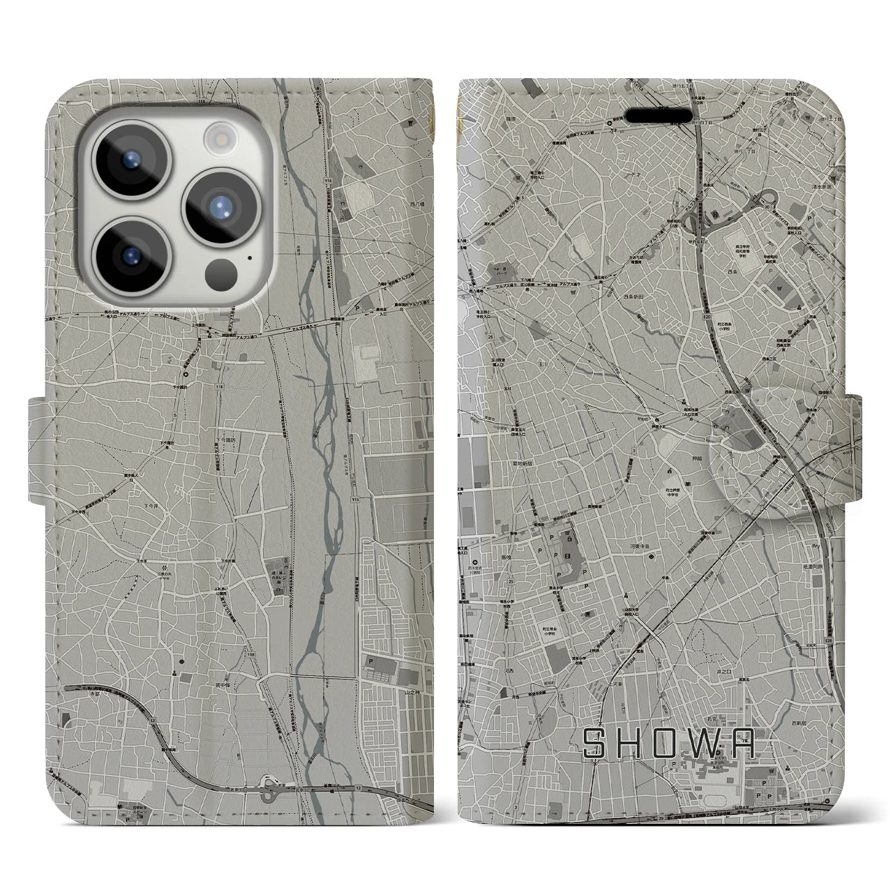 【昭和(山梨県)】地図柄iPhoneケース(手帳タイプ)
