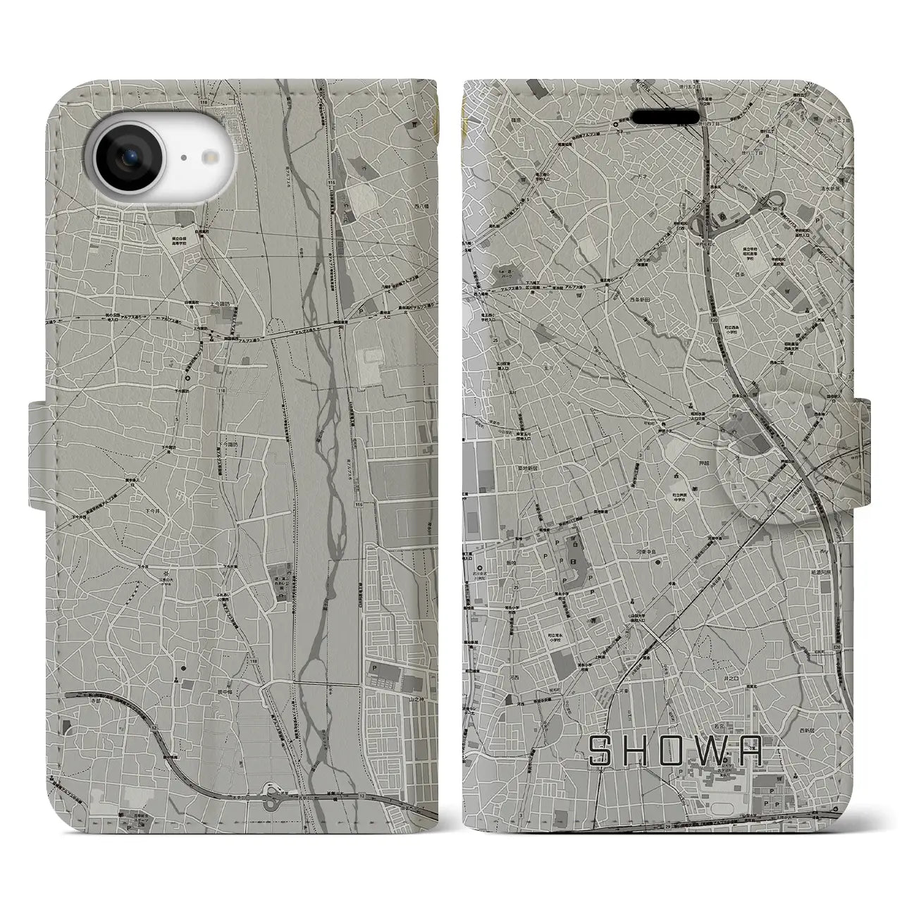 【昭和(山梨県)】地図柄iPhoneケース(手帳タイプ)