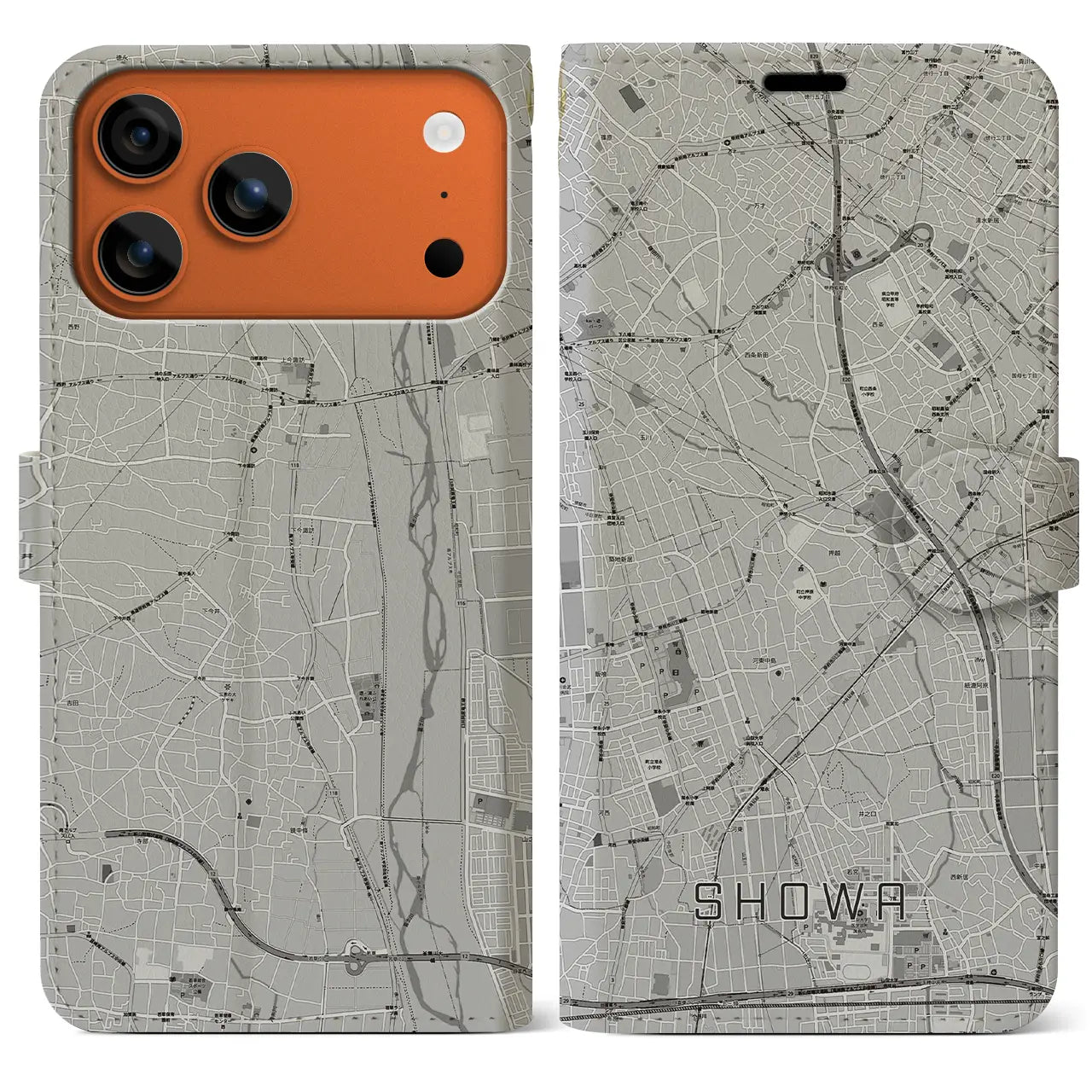 【昭和(山梨県)】地図柄iPhoneケース(手帳タイプ)