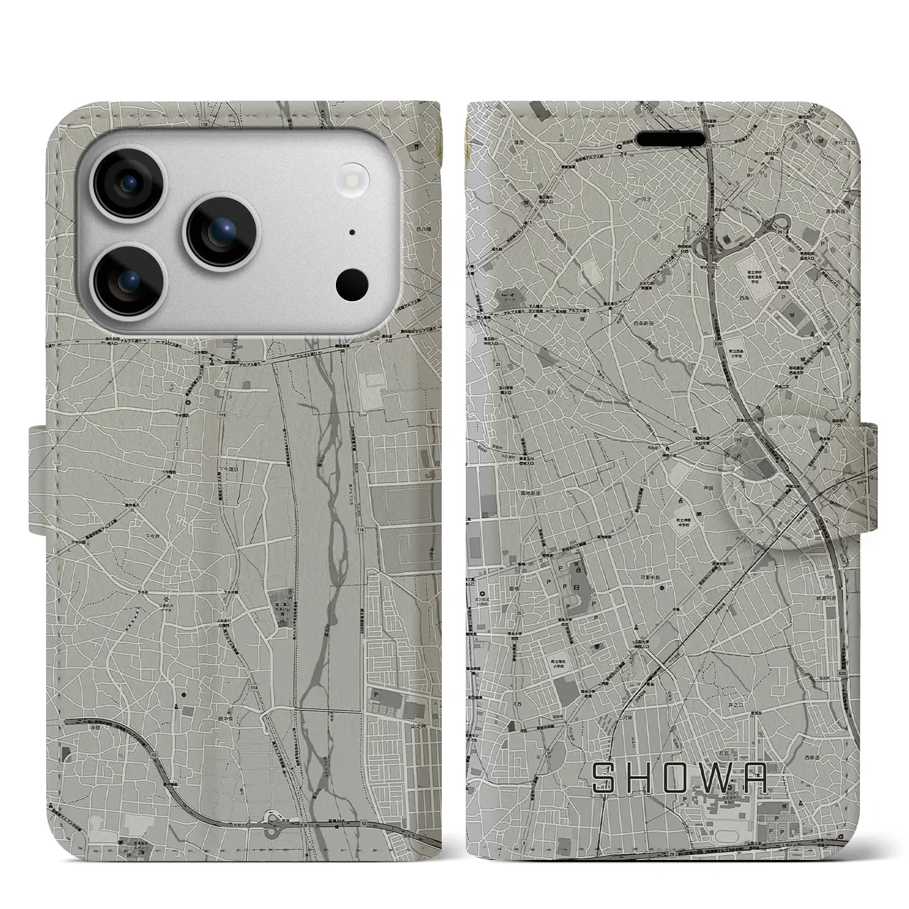 【昭和(山梨県)】地図柄iPhoneケース(手帳タイプ)