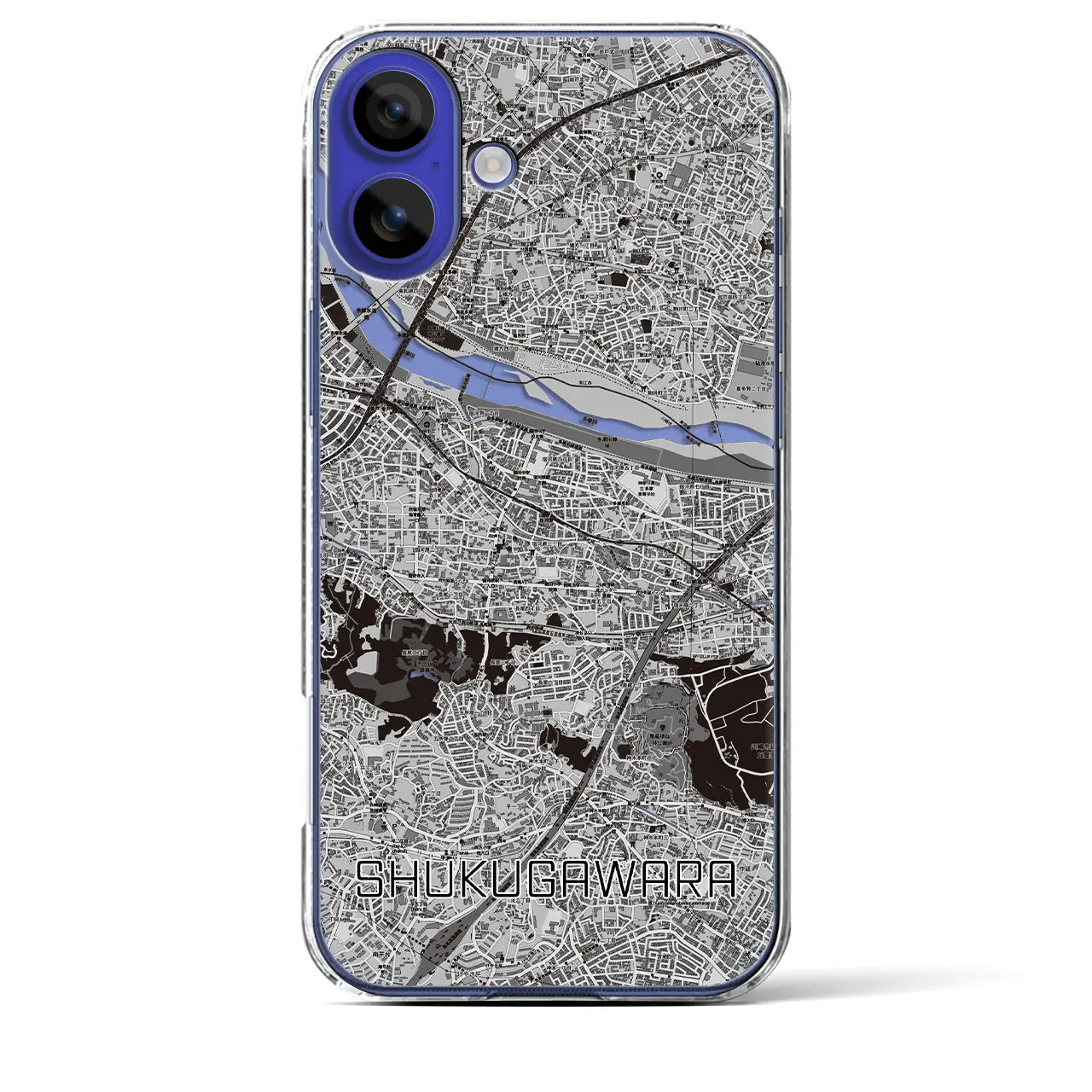 【宿河原(神奈川県)】地図柄iPhoneケース(クリアタイプ)モノトーン・iPhone 16 Pro Max 用