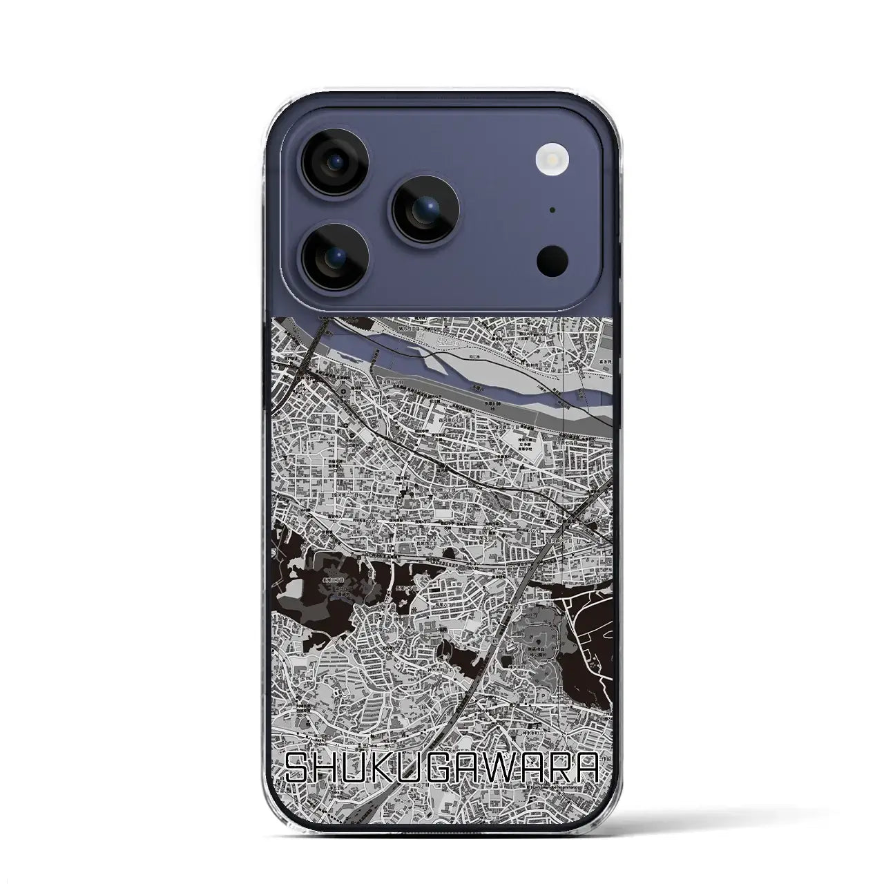 【宿河原(神奈川県)】地図柄iPhoneケース(クリアタイプ)モノトーン・iPhone 17 Pro Max 用